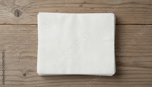 Stack of white paper napkins on wooden background