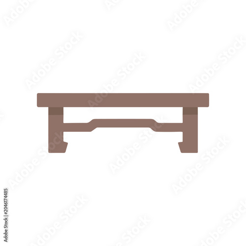 Foto Brown wooden bench furniture piece.