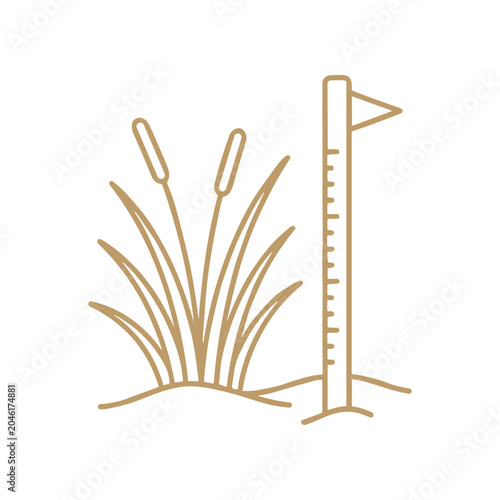 Принти на полотні Golf green with cattail plants nearby.