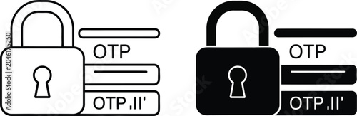 Photos Two factor authentication security icons padlock with otp input fields black and