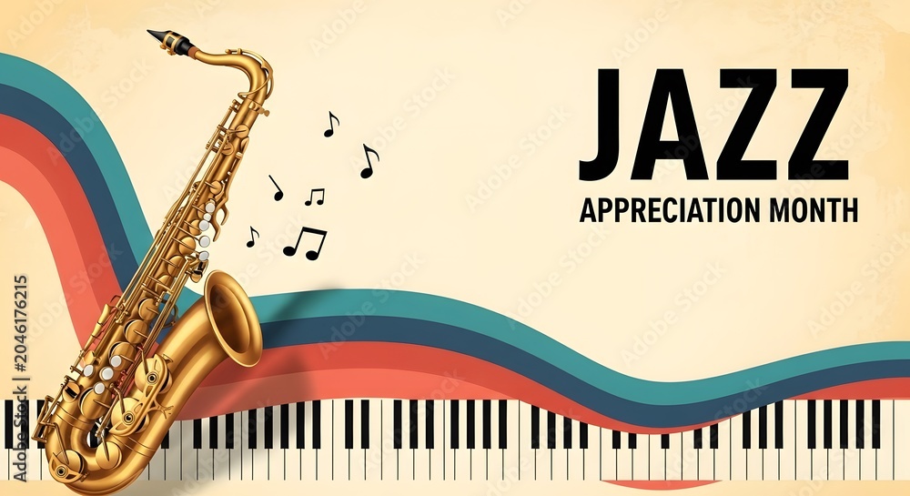 Naklejka premium Saxophone and piano for jazz appreciation month celebration