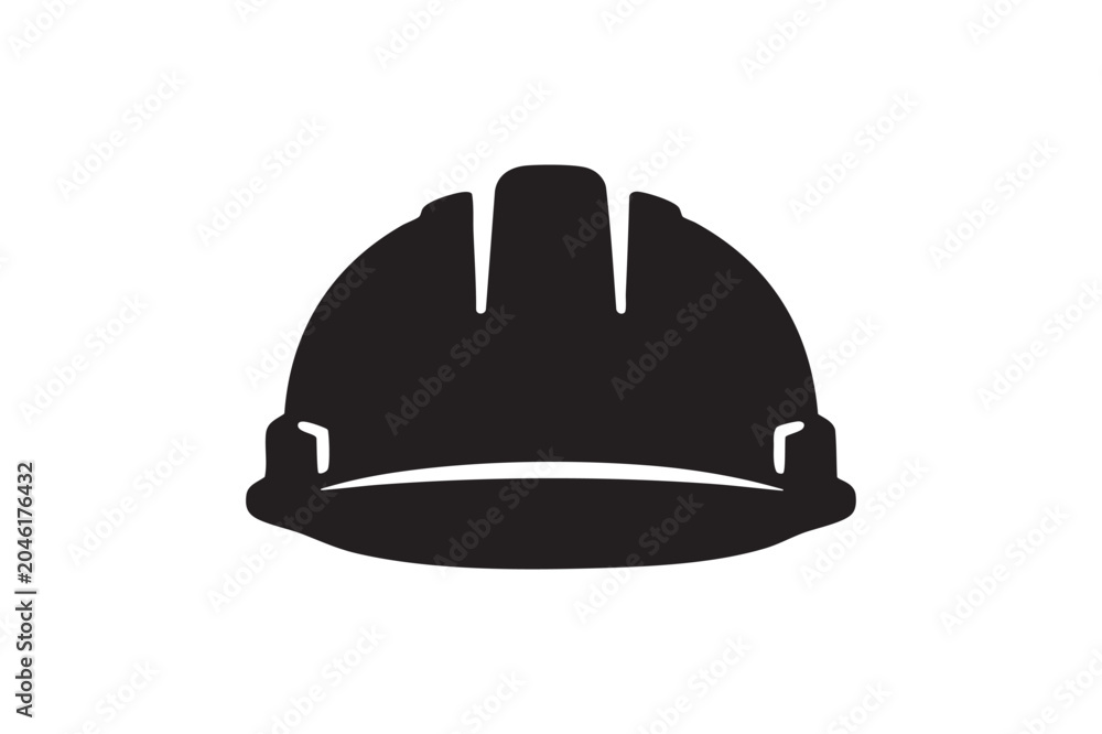 Fototapeta premium Construction Safety Helmet Silhouette Vector Icon