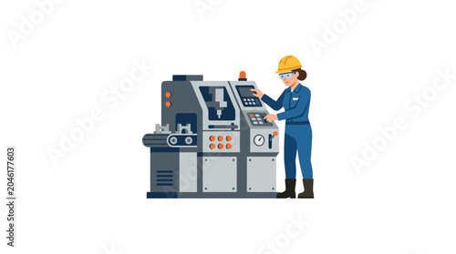 Tableau sur toile Industrial worker operating machine tool.