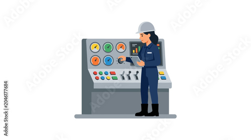 Canvastavla Man wearing hardhat operating machine controls.