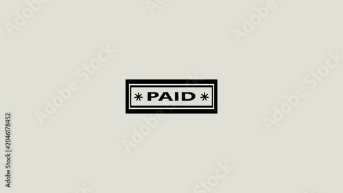 Black paid stamp on gray background text