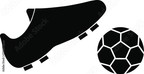 Football Boot and Soccer Ball Icon Vector Silhouette Sports Symbol