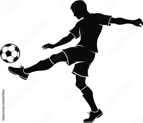 Football Player Kicking Soccer Ball Silhouette Vector Sports Icon