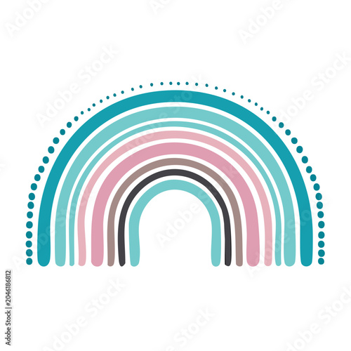 Boho rainbow illustration with pastel colors