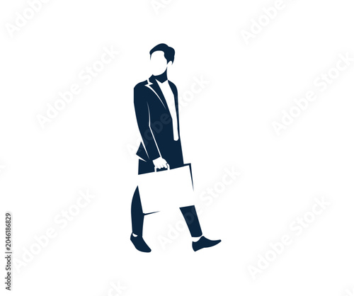 flat image of a man going to the office