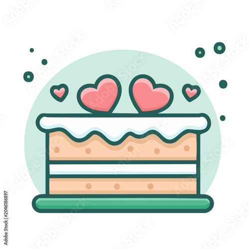 Flat design cake with hearts and sprinkles