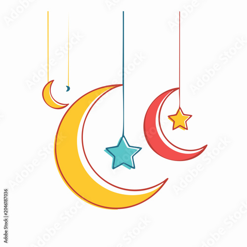 Hanging Crescent Moons and Stars Decoration