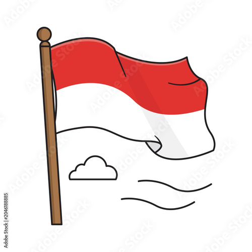 Waving Indonesian Flag Illustration