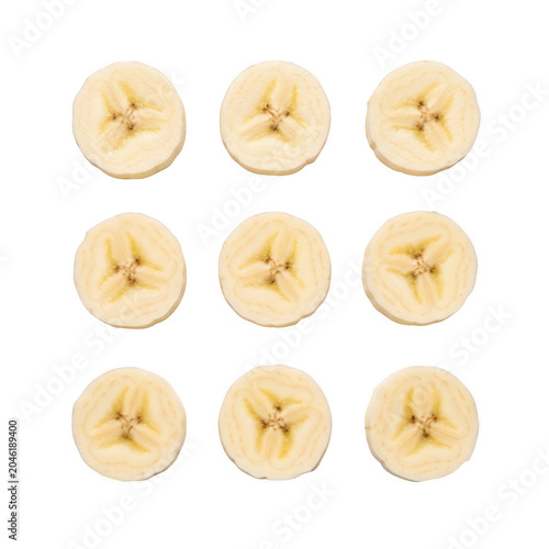 nine fresh apple slices arranged in grid isolated on transparent background