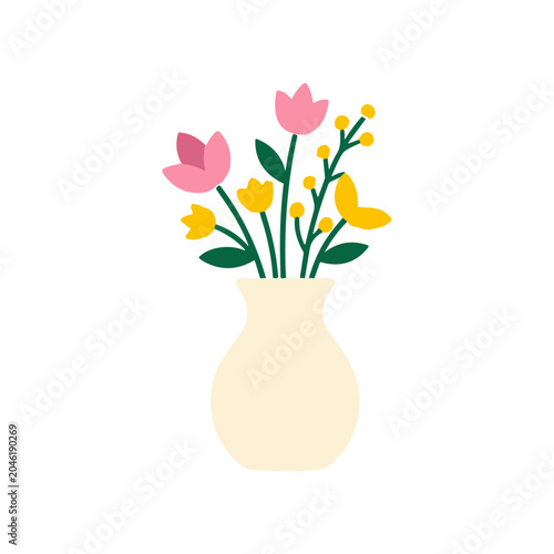 Colorful flowers in a vase.
