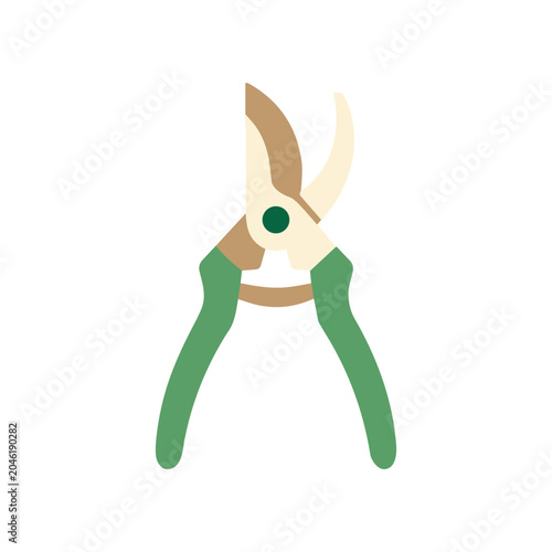 Green handled pruning shears tool.