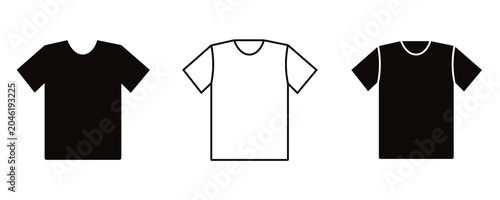 T Shirt Icon Set Black and White Apparel Silhouettes and Clothing Vector Collection for Fashion
 Design