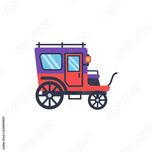 Vintage Carriage with Large Wheels.