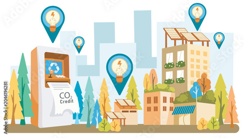 Carbon Credit and Green City Sustainability Concept