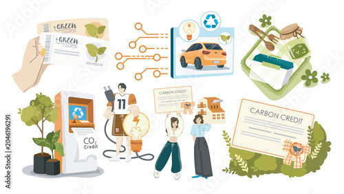 Carbon Credit Reward and Sustainable Lifestyle Concept