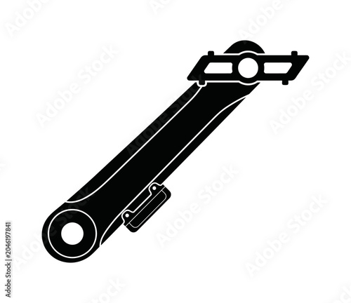 Foto Black silhouette of a bicycle crank arm with an attached pedal, representing an