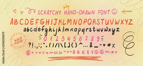 Billede på lærred Handwritten font kit solid alphabet with uppercase and lowercase