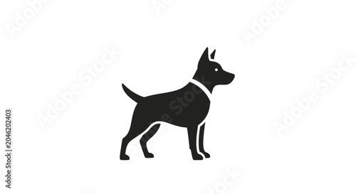 Tableau sur toile Black dog standing profile view.