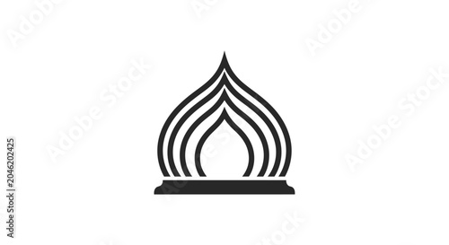 Canvastavla Black flame icon on white background.