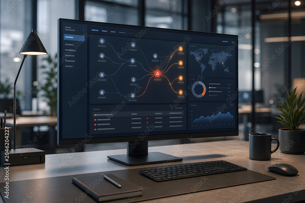Fototapeta premium AML Monitoring Dashboard With Risk Alert Visualization