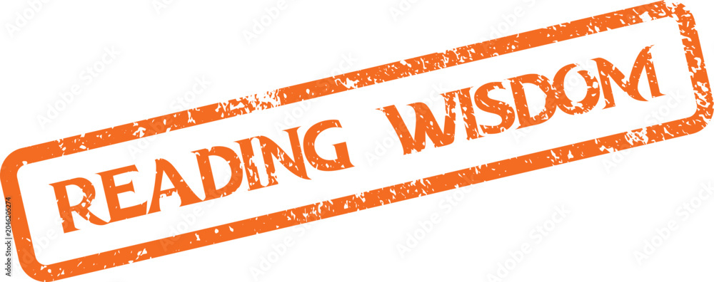 Φωτογραφία Reading Wisdom distressed orange rubber stamp mark representing enlightenment an