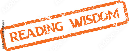 Φωτογραφία Reading Wisdom distressed orange rubber stamp mark representing enlightenment an