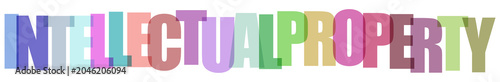 Intellectual property concept, colorful letters, creative text, law and rights
