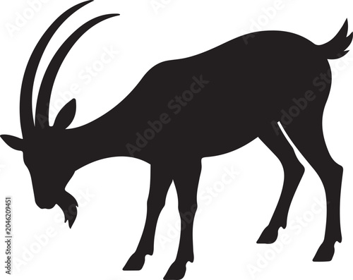 Black Goat Silhouette Farm Animal Vector