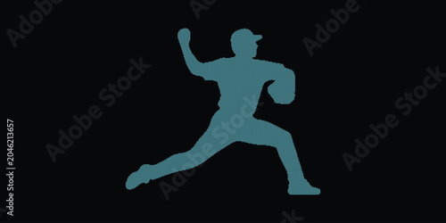 Photos Baseball Pitcher Silhouette Throwing Ball Vector EPS Illustration with Teal Digi