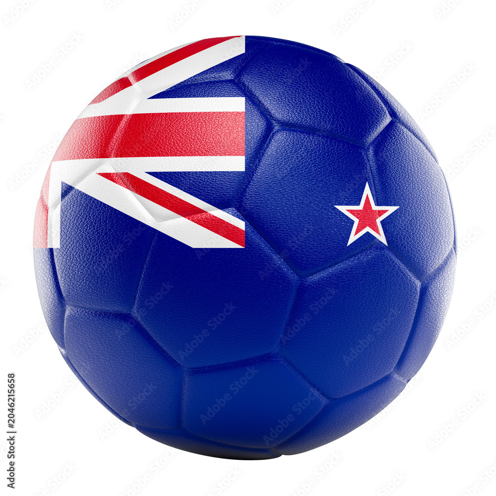 Fototapeta premium New zealand flag soccer ball 3d
