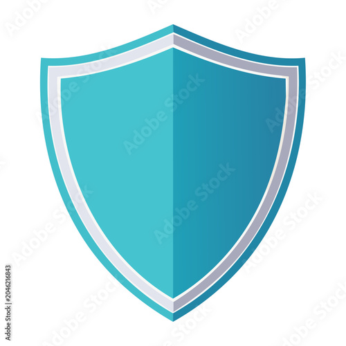 Flat design shield icon on white background