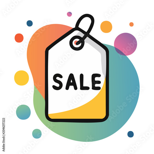 Sale tag icon with colorful abstract background