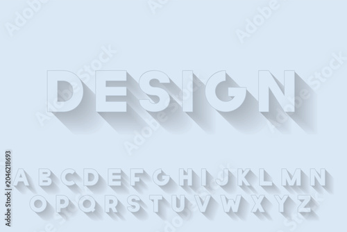 Bold stylish font. Blue delicate design Trendy vector English alphabet. Simple minimalistic latin letters