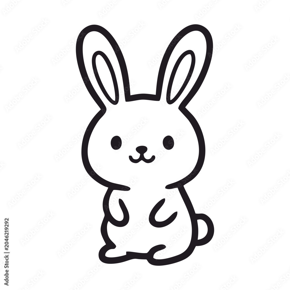 Fototapeta premium Cute Rabbit Cartoon Bunny Animal Doodle Vector
