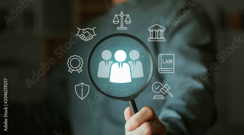 Photos Human resource and legal investigation concept with magnifying glass focusing on people icon