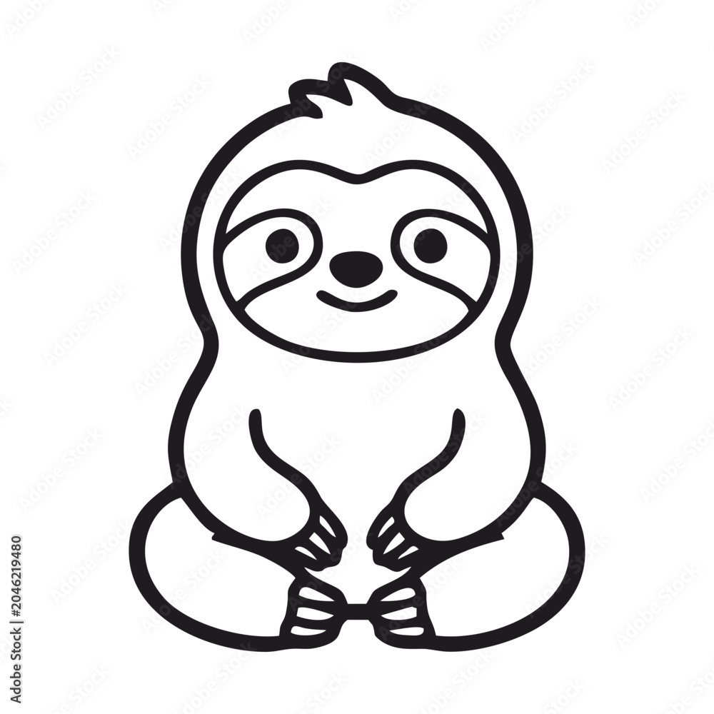Obraz premium Cute Sloth Cartoon Animal Hand Drawn Vector Illustration