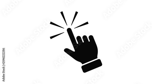 Bild auf Leinwand Pointing hand silhouette with starburst effect on white background