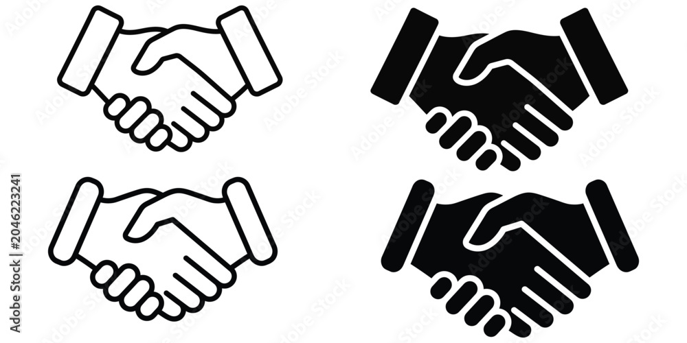 Obraz premium Modern handshake icon with smartphone integration in sleek outline and solid style