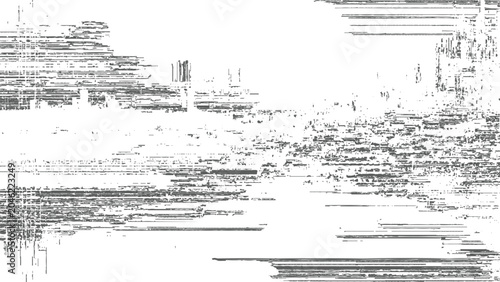 Foto Glitchy distorted digital noise pattern with horizontal lines and pixelation eff