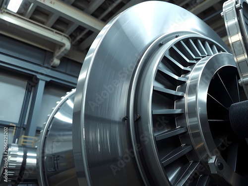 Partial Frame Shot Giant Hydroelectric Turbine Half Cut Off Right
