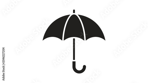 Black umbrella silhouette on a white background simple graphic design