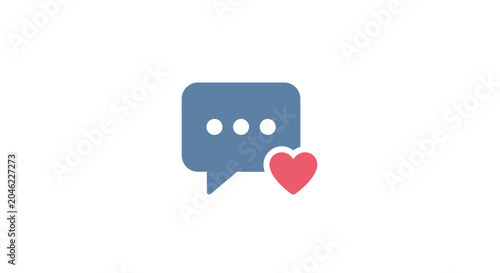 Bilde på lerret Blue chat bubble with heart.