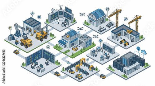 Photos Smart factory industrial complex with automated systems and technology