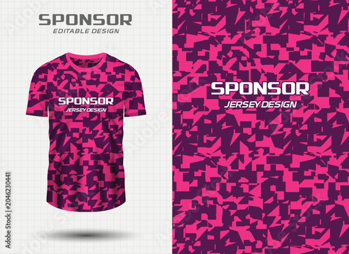 Pink and dark purple abstract geometric pattern jersey design