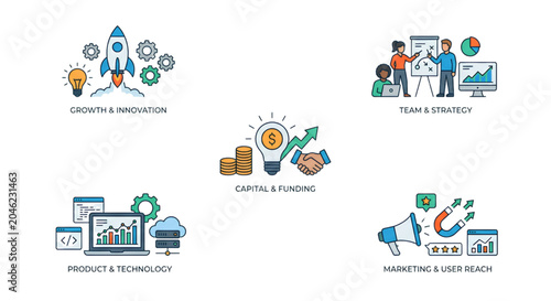 Business growth and innovation concepts with technology and marketing strategy