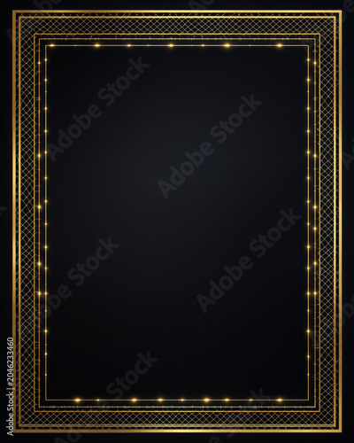 Luxury Metallic Background with Elegant Golden Mesh Frame
